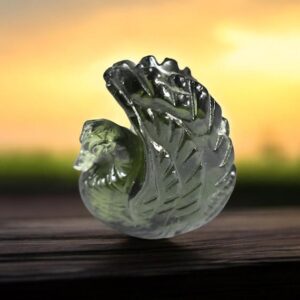 Natural Moldavite Swan Carving, Czech Tektite, Healing Crystal