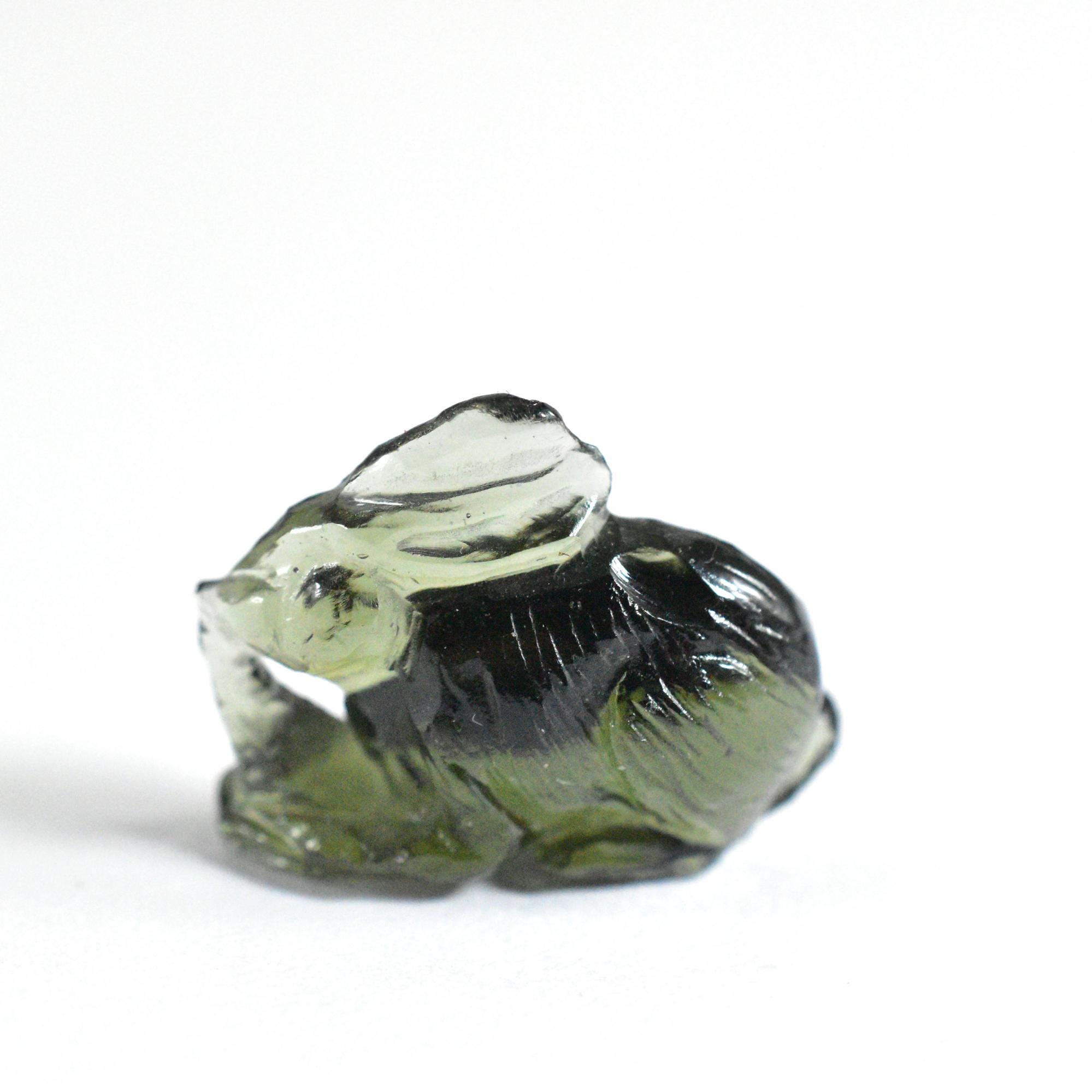 Moldavite Rabbit Carving, Genuine Czech Tektite, Healing Crystal Moldavite Rabbit Carving, Genuine Czech Tektite, Healing Crystal