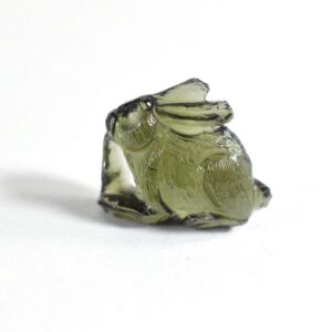 Moldavite Rabbit Carving, Genuine Tektite Crystal Gift Stone