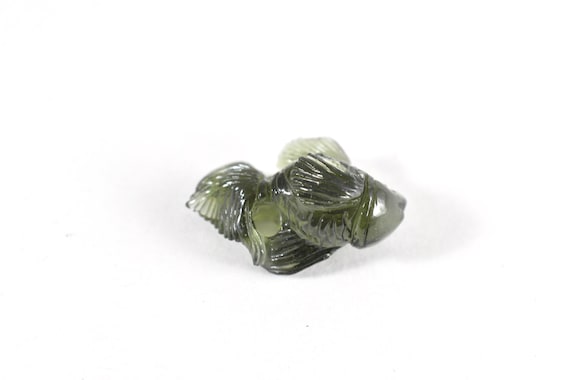 Moldavite Tektite Fish Carving, Genuine Healing Crystal