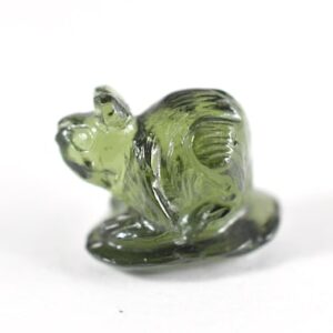 Moldavite Tektite Mouse Carving, Genuine Healing Crystal (5.6 Ct)