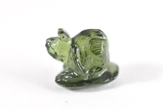 Moldavite Tektite Mouse Carving, Genuine Healing Crystal (5.6 Ct)