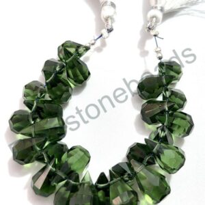 Moldavite Teardrop, 10 Pieces, Moldavite Beads, Faceted Teardrop, Moldavite Jewelry, Moldavite Color Glass, Moldavite on etsy Size 8x14 mm