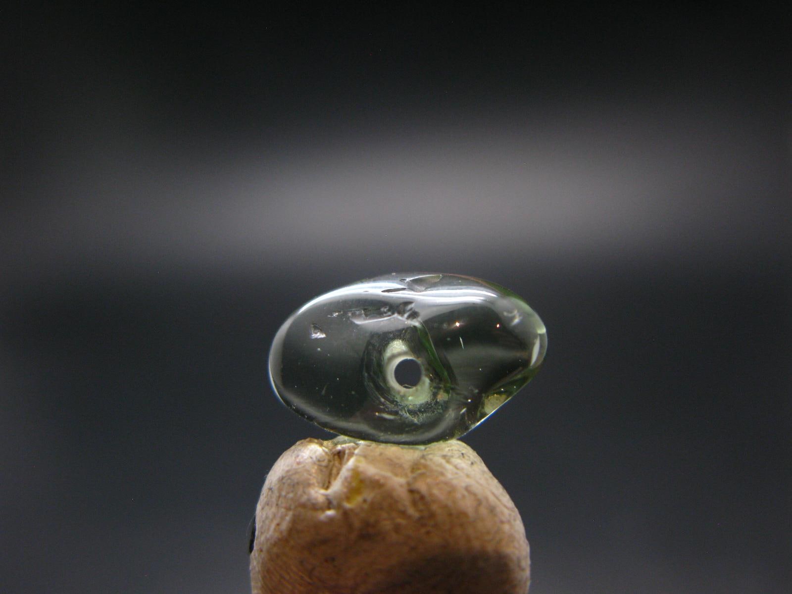 Moldavite Tektite Tumbled Bead From Czech Republic - 14 Mm - 3.35 Carats
