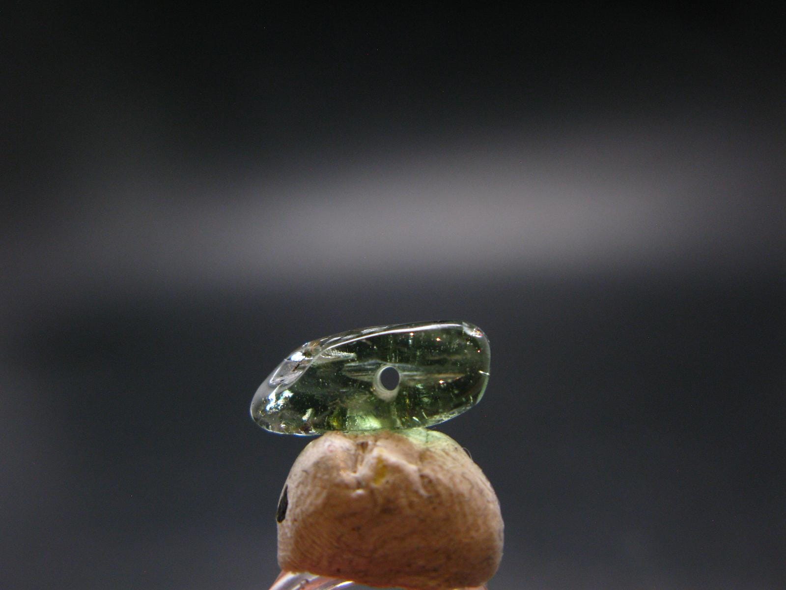 Moldavite Tektite Tumbled Bead From Czech Republic - 16 Mm - 3.65 Carats