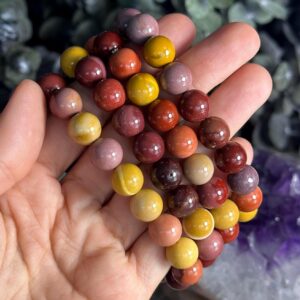 Mookaite Jasper Bracelet: 10mm Crystal Beaded Stretch Bracelet Mookaite Jasper Bracelet: 10mm Crystal Beaded Stretch Bracelet