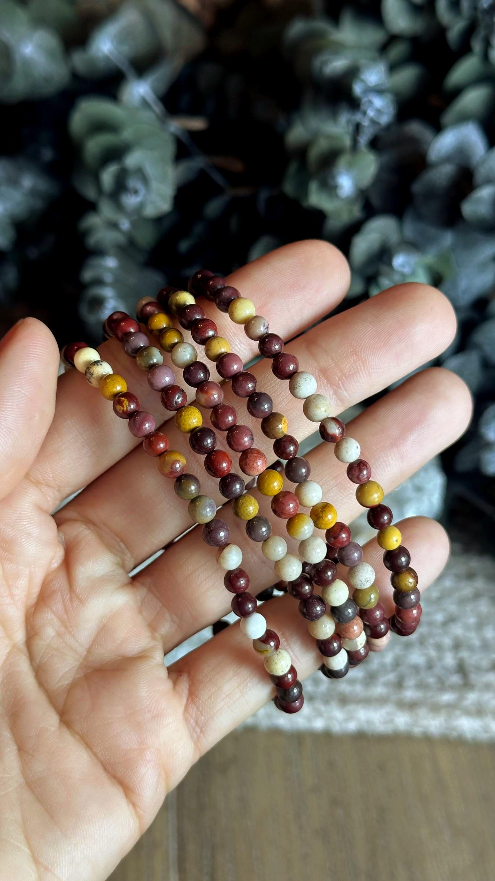4mm Mookaite Jasper Bracelet: Crystal Beaded Stretch Bracelet 4mm Mookaite Jasper Bracelet: Crystal Beaded Stretch Bracelet