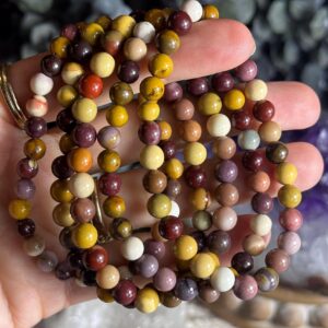 Mookaite Jasper Bracelet: 6mm Crystal Beaded Stretch Bracelet Mookaite Jasper Bracelet: 6mm Crystal Beaded Stretch Bracelet