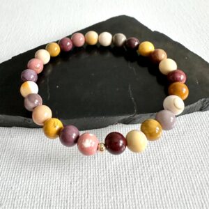 Mookaite Jasper Beaded Stretch Bracelet, Gemstone Everyday Jewelry Mookaite Jasper Beaded Stretch Bracelet, Gemstone Everyday Jewelry