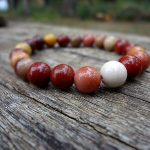 Mookaite Bracelet. Boho Style Red Australian Jasper Stretch Bracelet Handmade In Australia By Miss Leroy Mookaite Bracelet. Boho Style Red Australian Jasper Stretch Bracelet Handmade In Australia By Miss Leroy