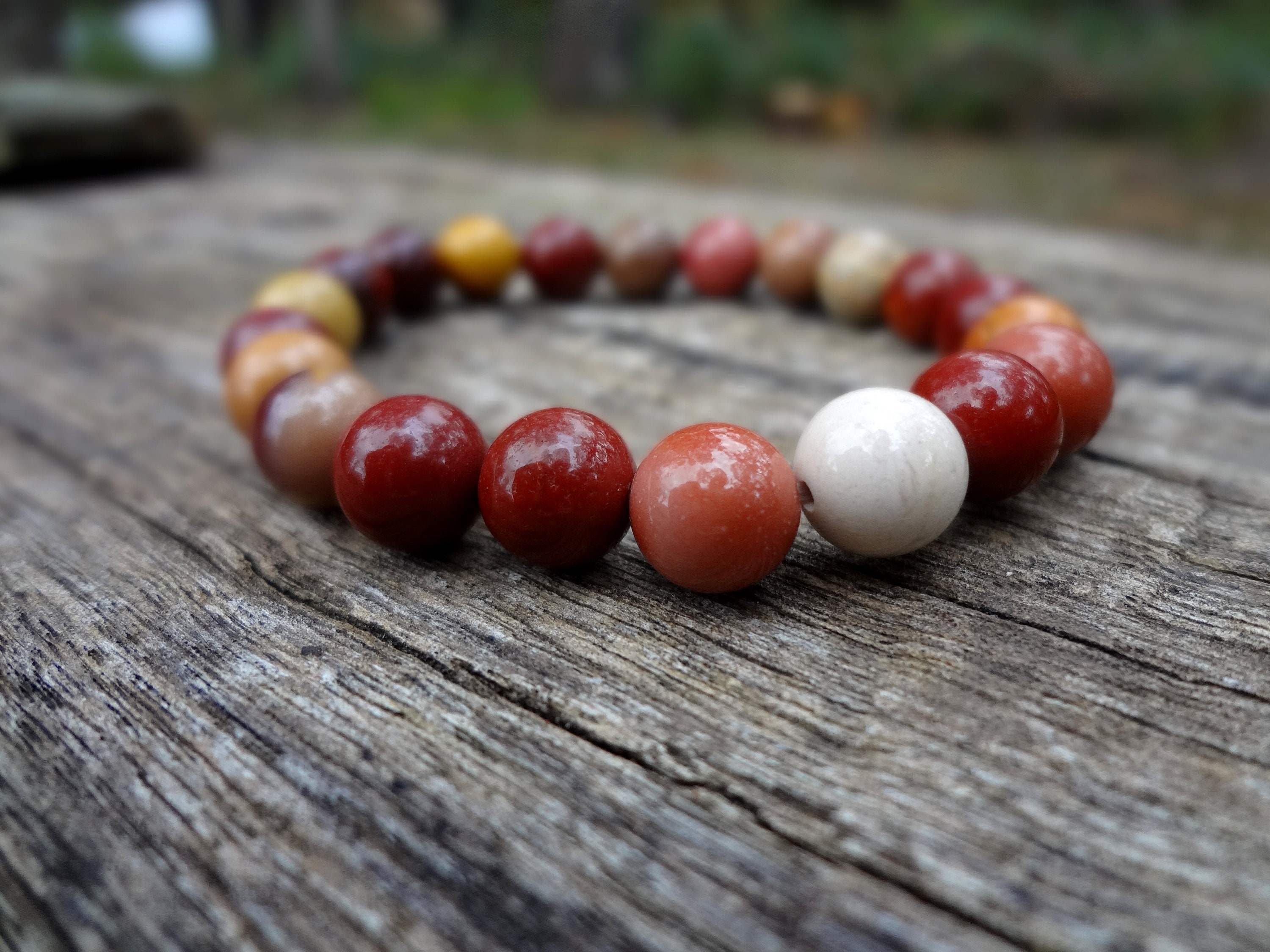 Mookaite Bracelet. Boho Style Red Australian Jasper Stretch Bracelet Handmade In Australia By Miss Leroy