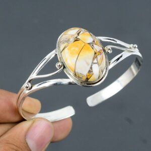 Brecciated Mookaite Cuff Bracelet: Handmade 925 Sterling Silver Bangle Brecciated Mookaite Cuff Bracelet: Handmade 925 Sterling Silver Bangle