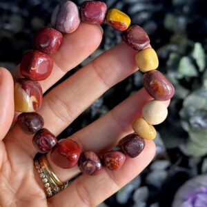 Chunky Tumbled Mookaite Jasper Bracelet: Crystal Beaded Stretch Bracelet Chunky Tumbled Mookaite Jasper Bracelet: Crystal Beaded Stretch Bracelet