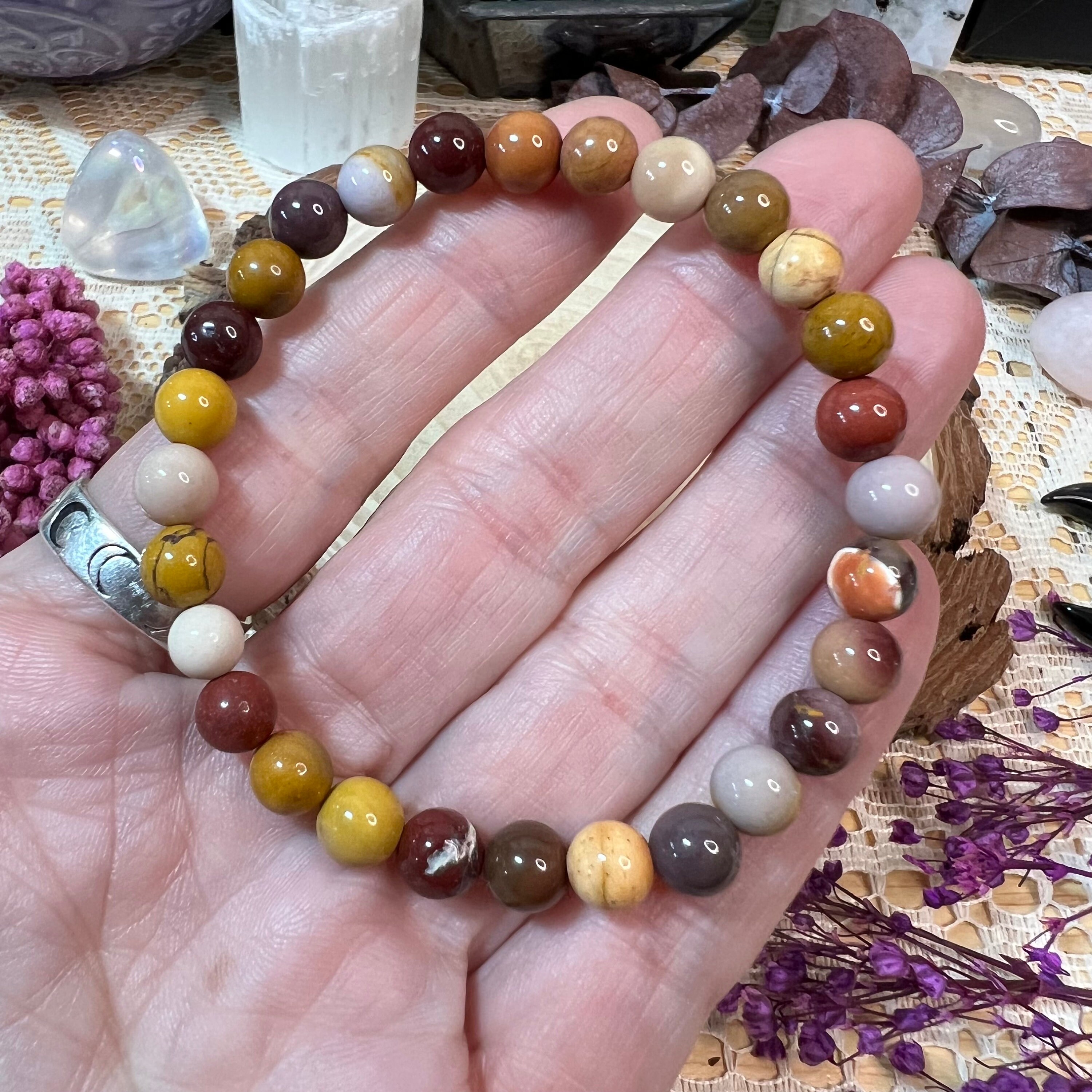 Mookaite Crystal Beaded Bracelet - Gemstone Jewellery - Mk