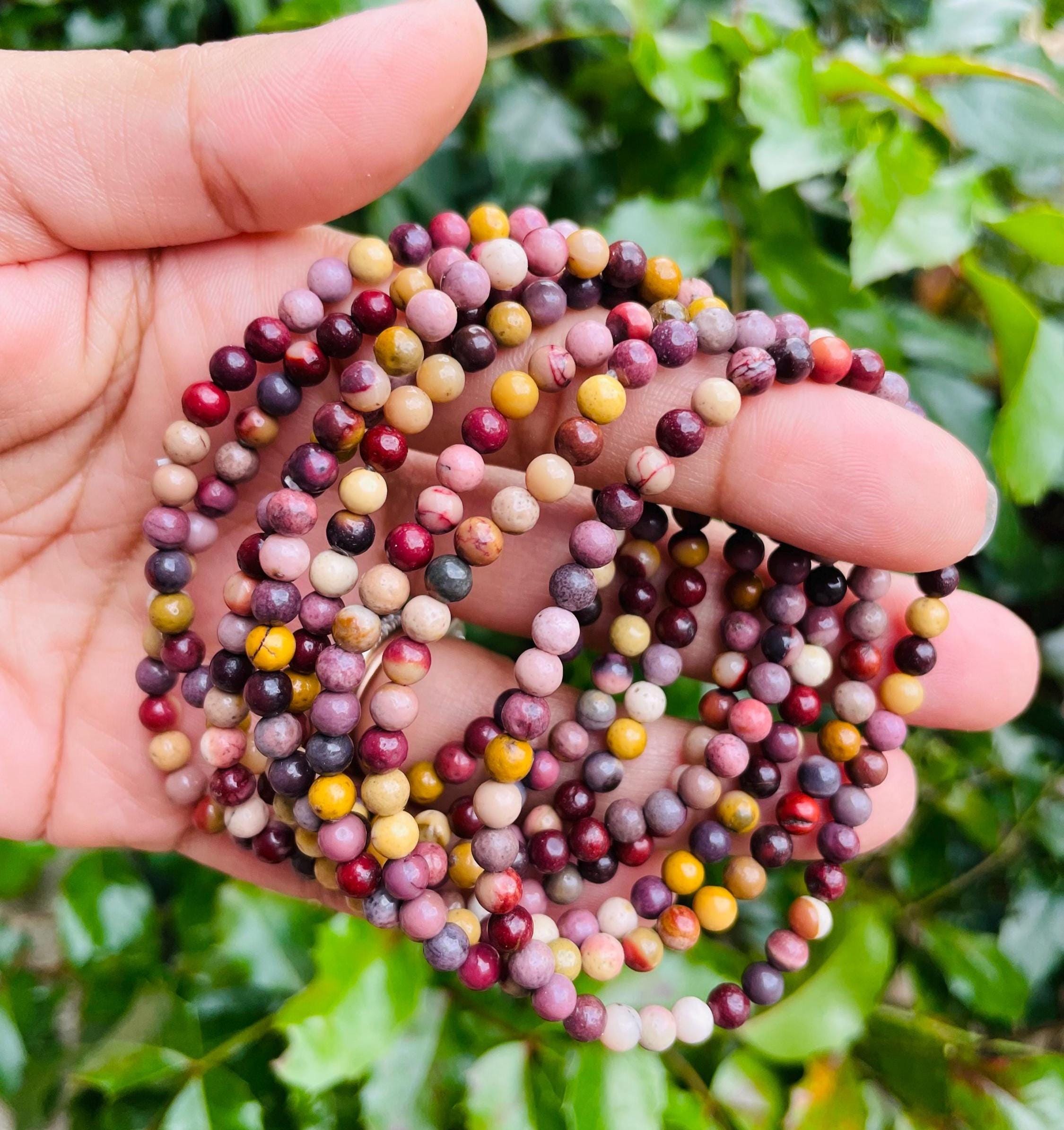 Mookaite Jasper Crystal Bracelet: Red Yellow Cream Jasper Round Gemstone Beads (6-7.5" Wrist) Austrailia Mookaite Jasper Crystal Bracelet: Red Yellow Cream Jasper Round Gemstone Beads (6-7.5" Wrist) Austrailia