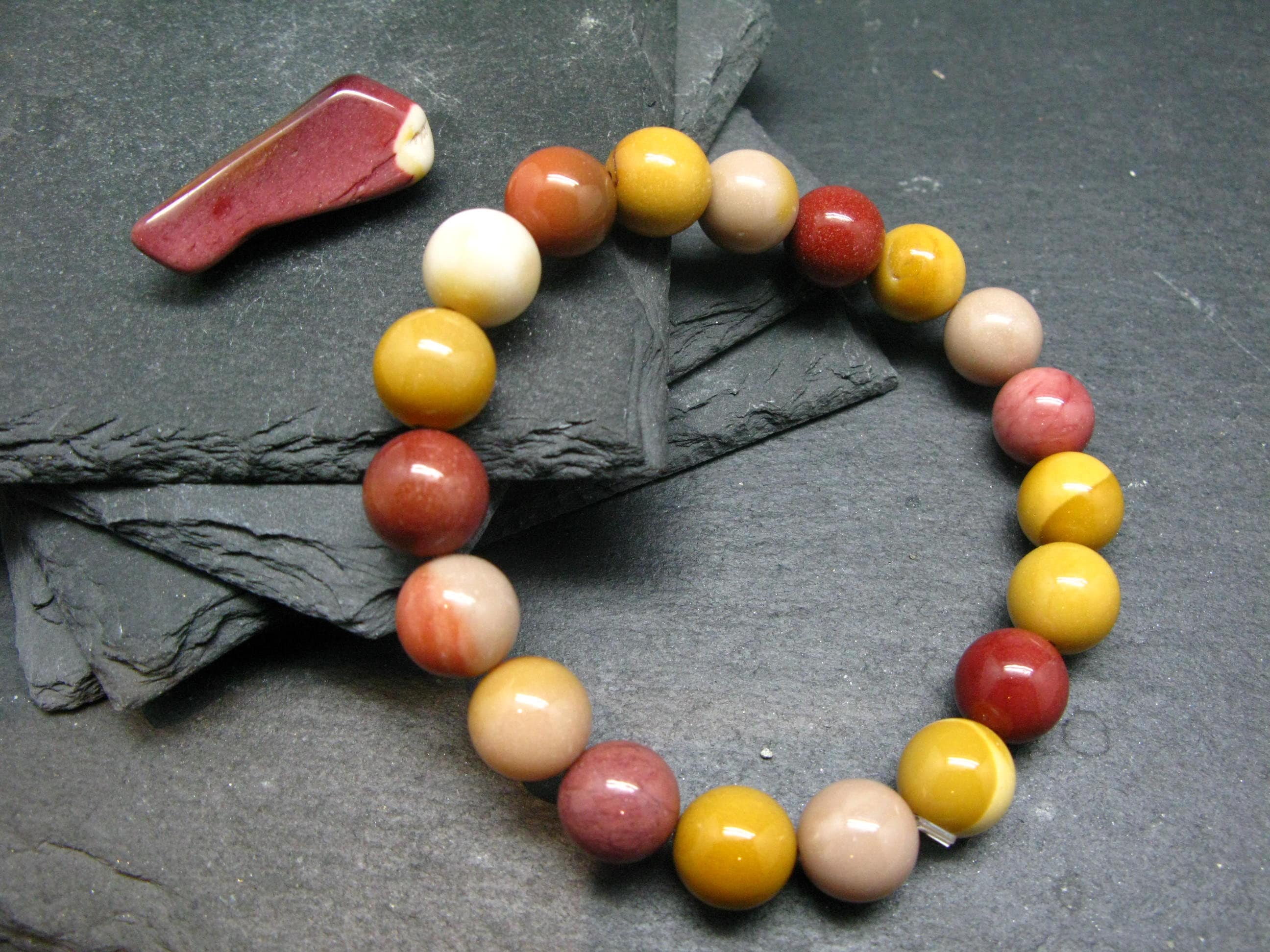Mookaite Jasper Genuine Bracelet ~ 7 Inches ~ 10mm Round Beads Mookaite Jasper Genuine Bracelet ~ 7 Inches ~ 10mm Round Beads