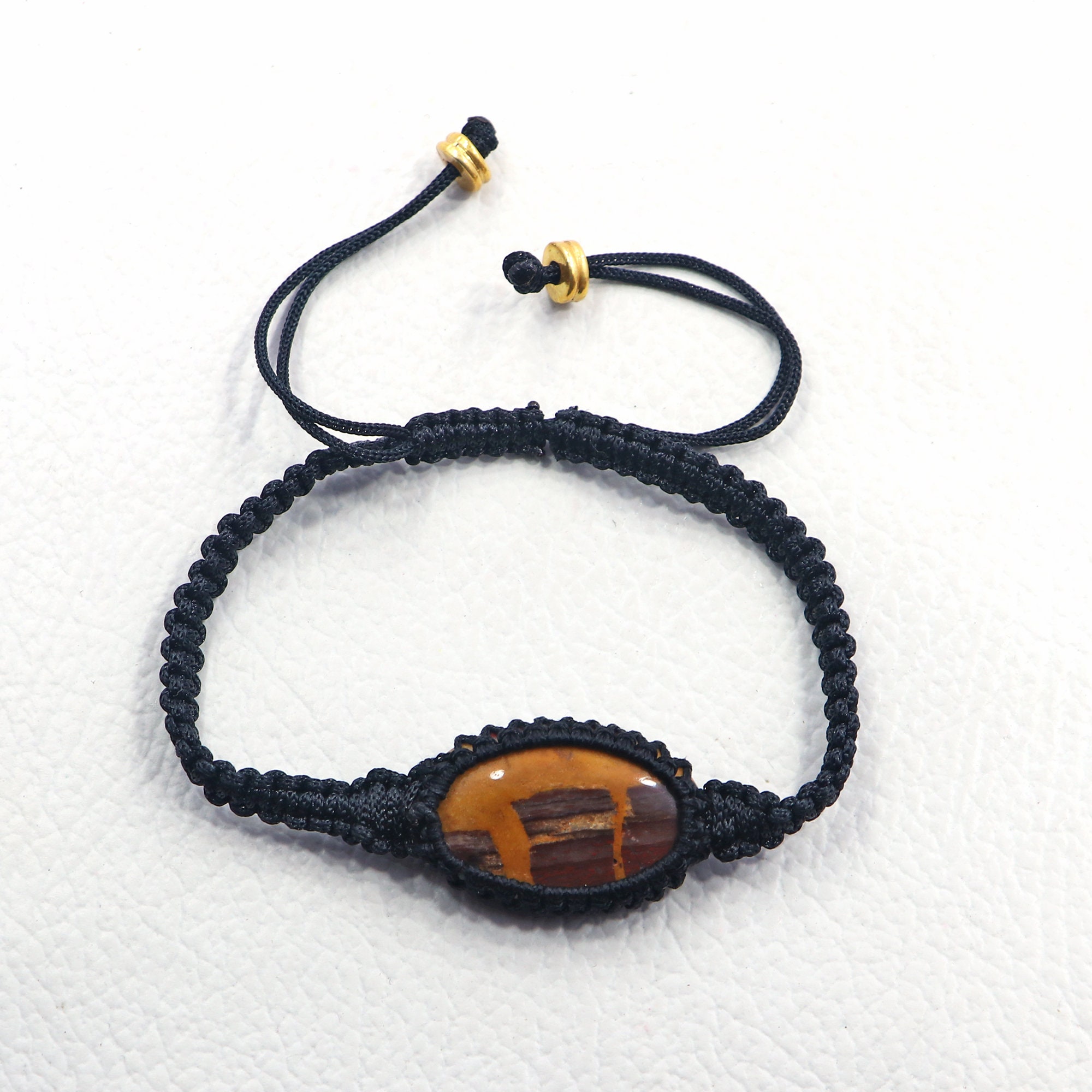 Handmade Mookaite Jasper Macrame Bracelet: Oval Stone Jewelry