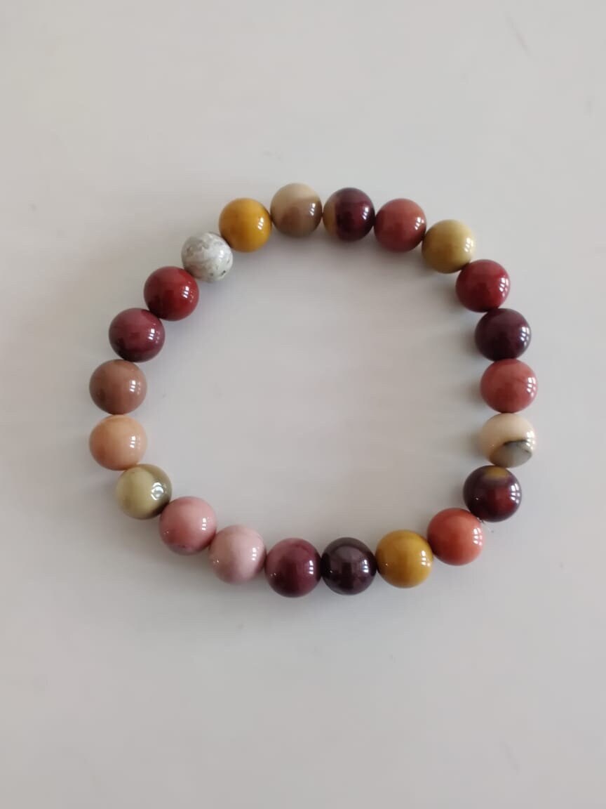 Natural Mookaite Jasper Bracelet 8mm Aaa Quility Bead Bracelet  Healing Stone Round Beads. Round Gemstone Beads.