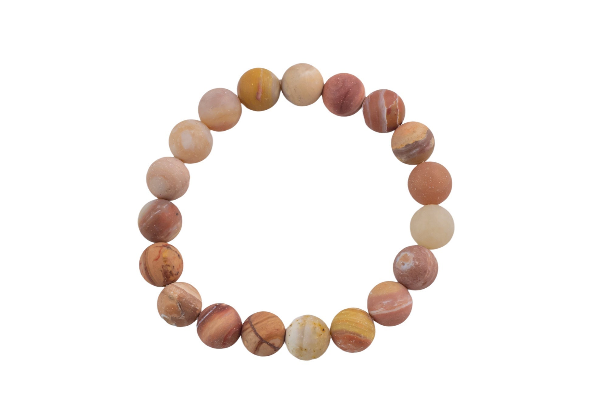 Natural Mookaite- Bracelet Matte Round Size 10mm And 12mm- Handmade In Usa- Approx. 7-7.5" Bracelet Crystal Bracelet- Lgs