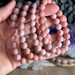Rare Pink Mookaite Crystal Bead Bracelet