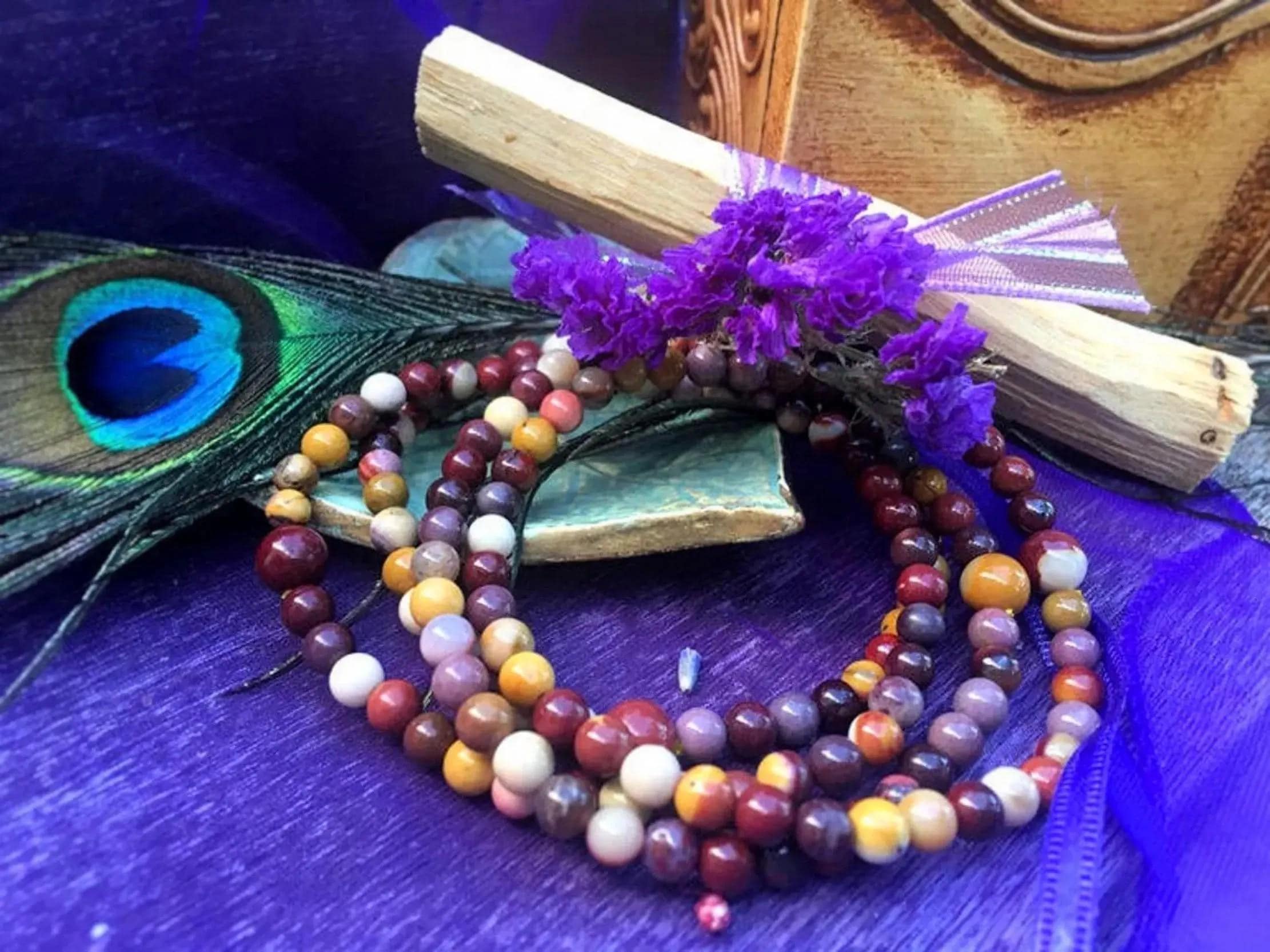 Mookaite Jasper Bracelet, Root Chakra Healing Crystal, Emotional Support, Intuitively Chosen, 4mm