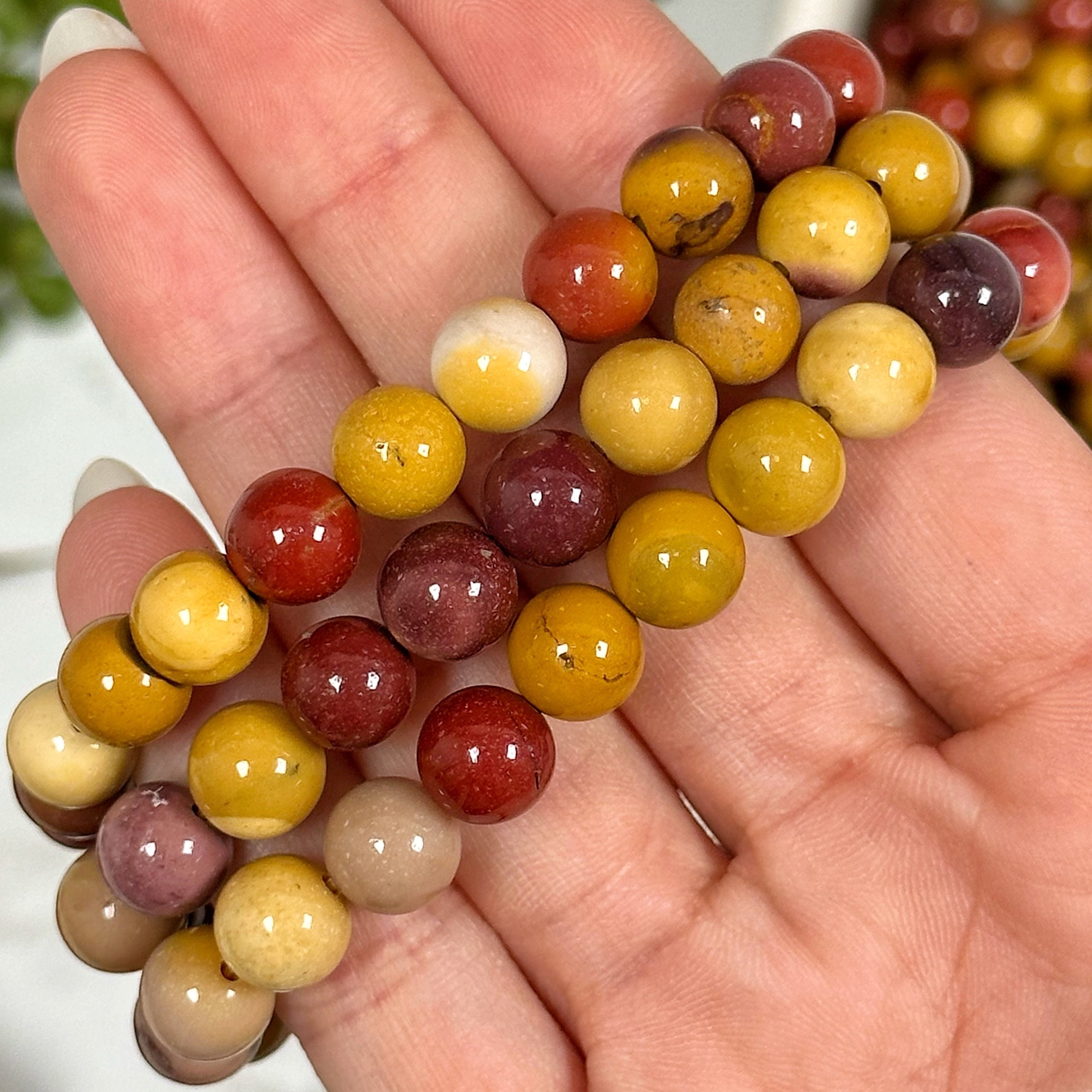 Mookaite Jasper Bracelet | 8-12mm | - No. 788 (polished Red & Yellow Crystal Jewelry, Solar Plexus Chakra, Motivation)