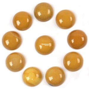 10 pcs of 14mm Yellow Mookaite Jasper round flatback cab cabochon 10 pcs of 14mm Yellow Mookaite Jasper round flatback cab cabochon