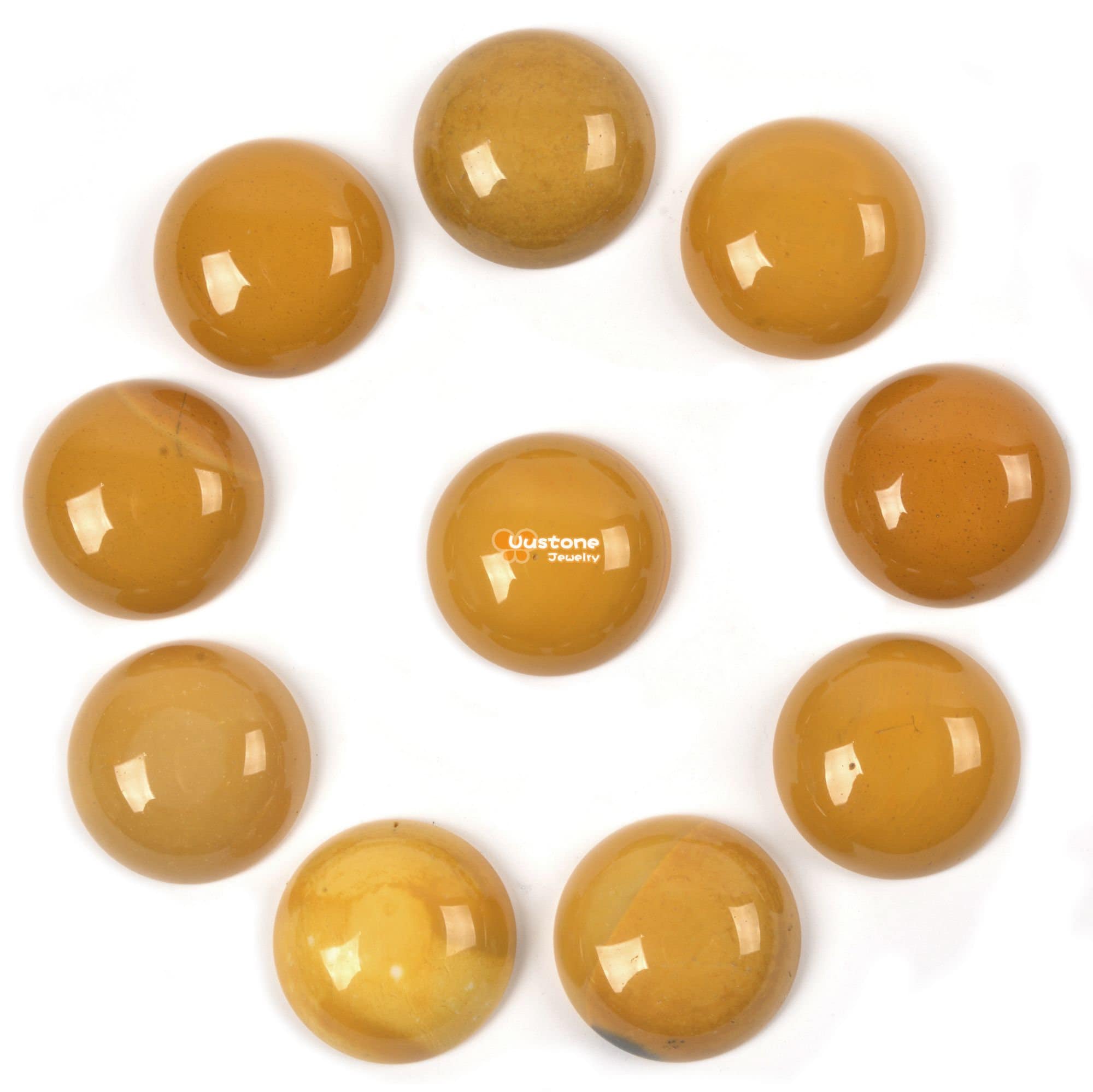10 Pcs Of 14mm Yellow Mookaite Jasper Round Flatback Cab Cabochon 10 Pcs Of 14mm Yellow Mookaite Jasper Round Flatback Cab Cabochon