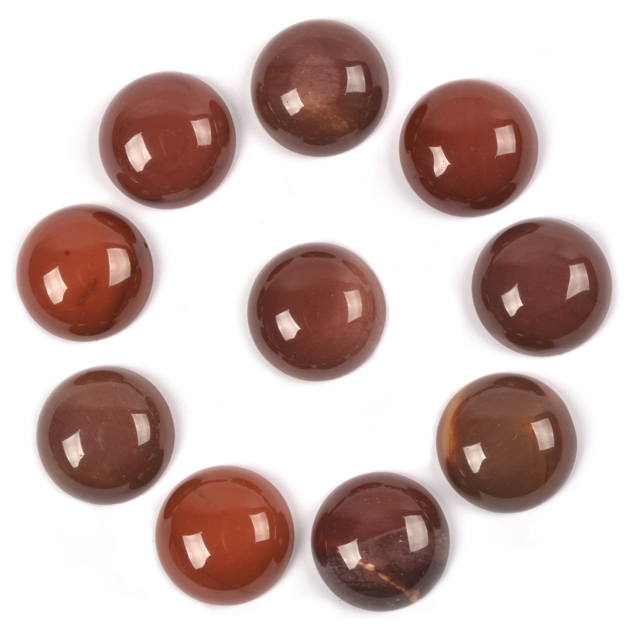 10 Pcs Of 14mm Red Mookaite Jasper Round Flatback Cab Cabochon