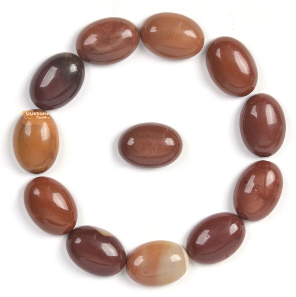 14mm Natural Mookaite Jasper Gemstone Oval Flatback Cab Cabochon