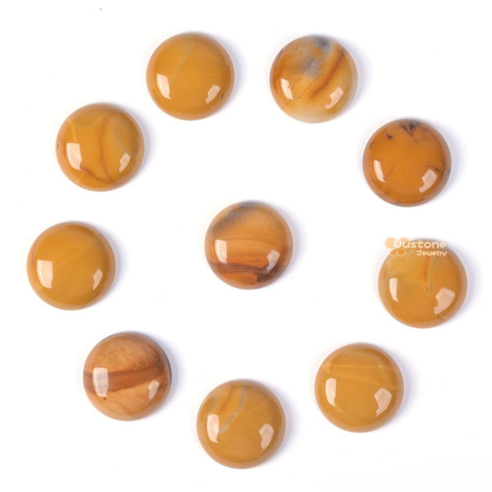 20mm Yellow Mookaite Jasper Gemstone Round Cab Cabochon