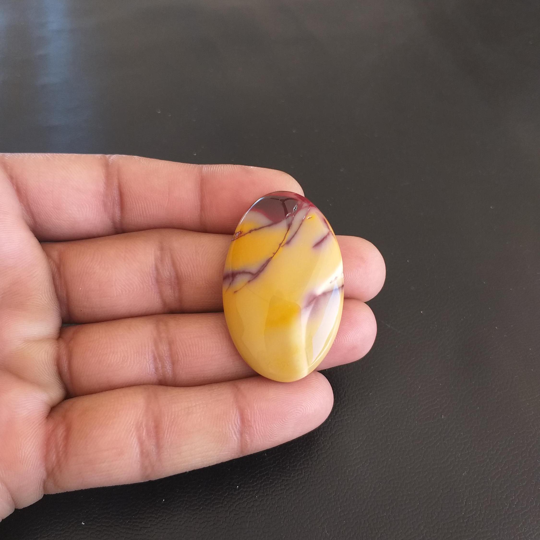 Oval Mookaite Stone Cabochon, 57.5 Carat Gemstone, Jewelry Making (43x27x7 Mm)