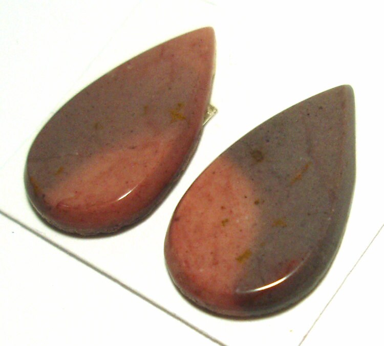 5.5 Carats Australian Mookaite Cabochon Pair Perfect For Earrings Or Cufflinks Rust And Yellow Cabochons Handmade Jewelry Making Tear Drop