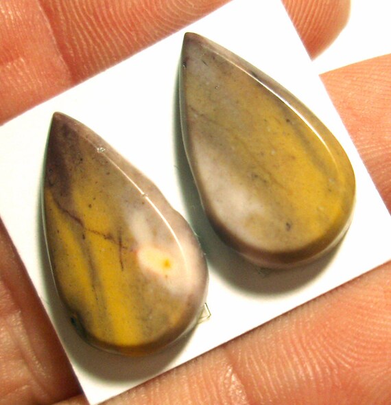 9 Carats Australian Mookaite Cabochon Pair Perfect For Earrings Or Cufflinks Rust And Yellow Cabochons Handmade Jewelry Making Tear Drop