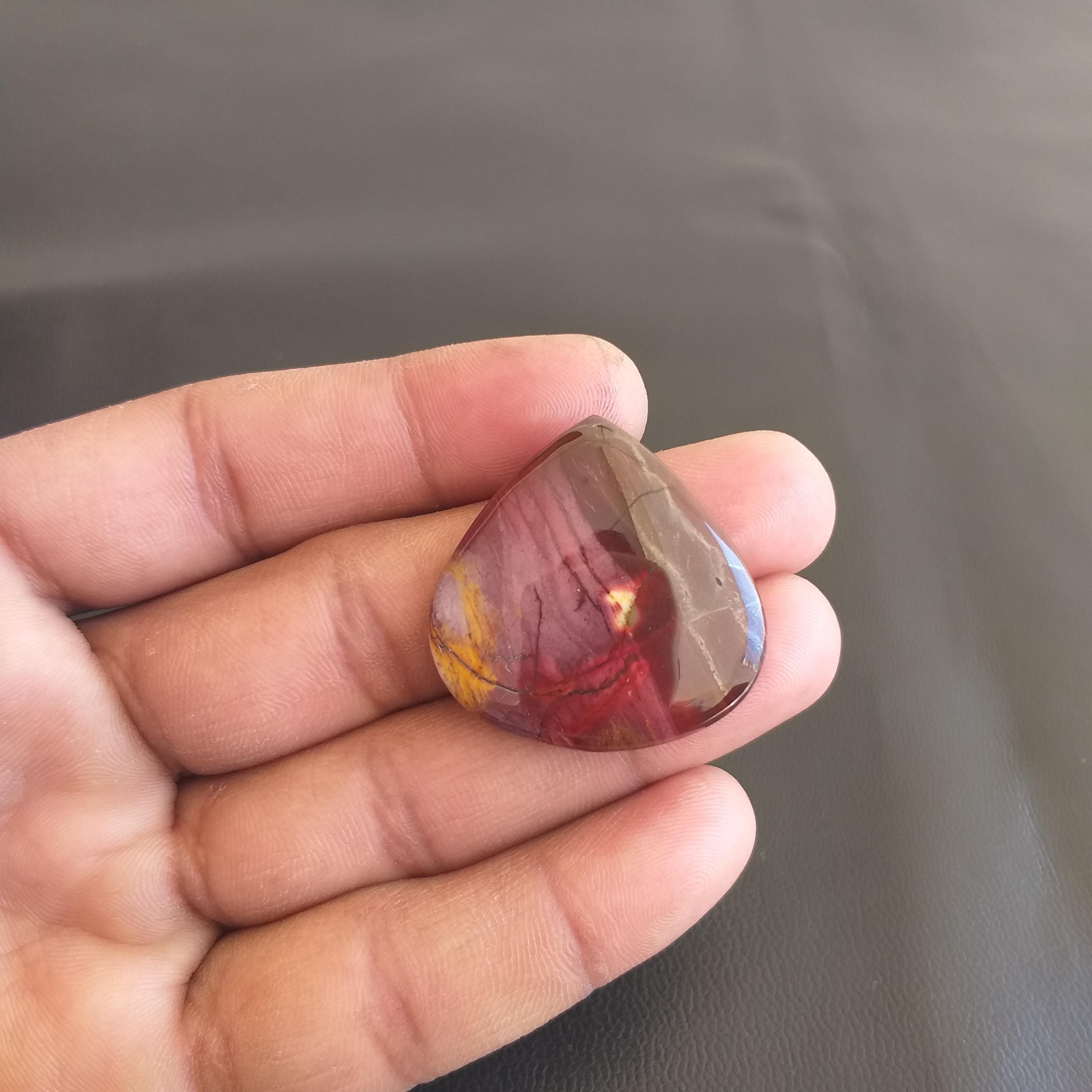 Natural Mookaite Gemstone Cabochon, Heart Shape 48 Carat (33x5 Mm)