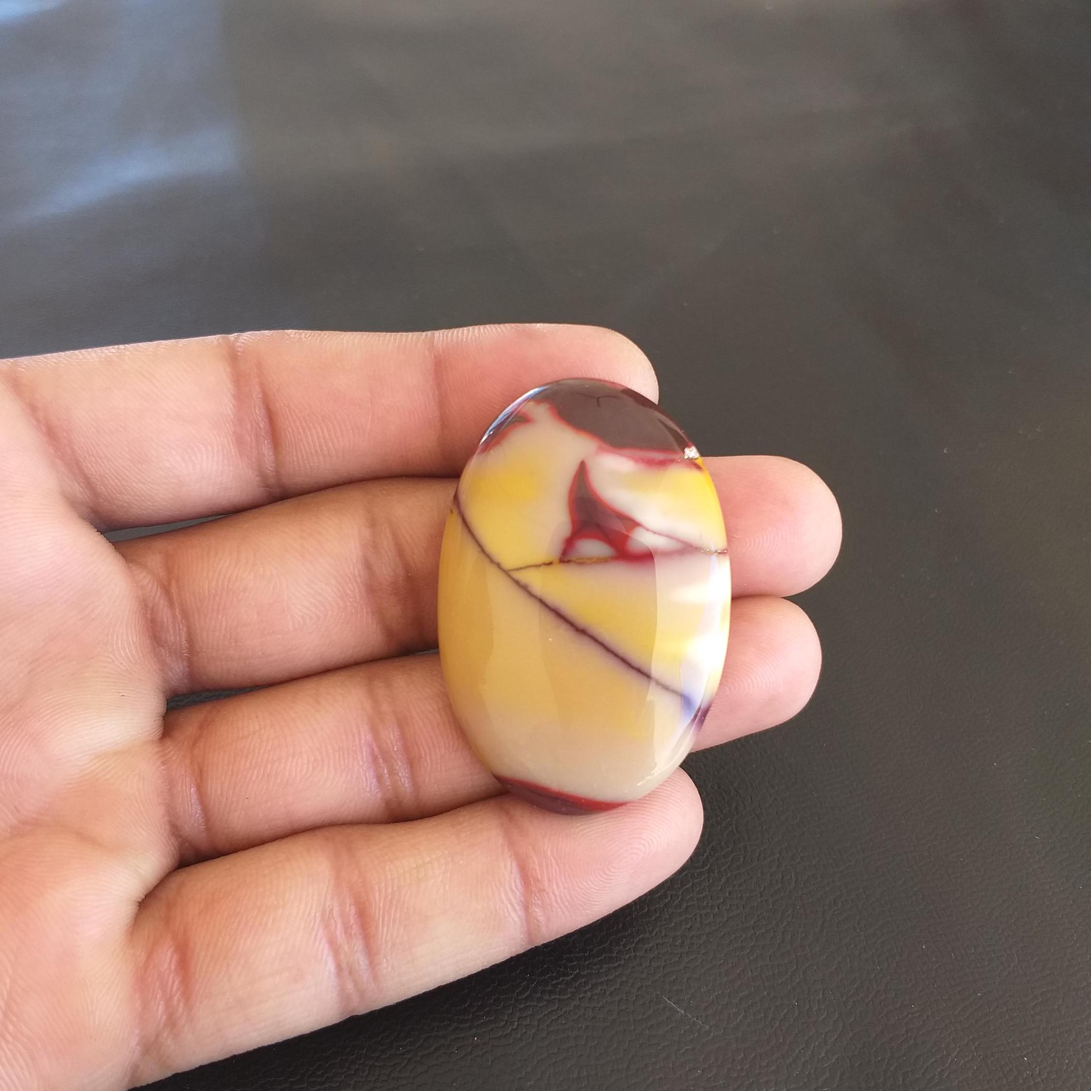 Oval Mookaite Cabochon: Natural Gemstone Pendant (46x31x7 Mm) Oval Mookaite Cabochon: Natural Gemstone Pendant (46x31x7 Mm)