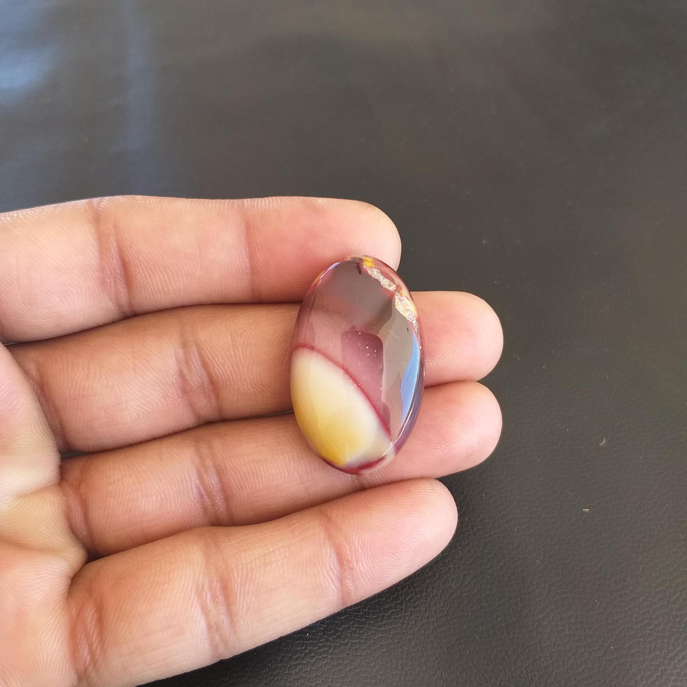 Oval Mookaite Stone Cabochon: 42.5 Carat Gemstone (34x21x8 Mm) Oval Mookaite Stone Cabochon: 42.5 Carat Gemstone (34x21x8 Mm)