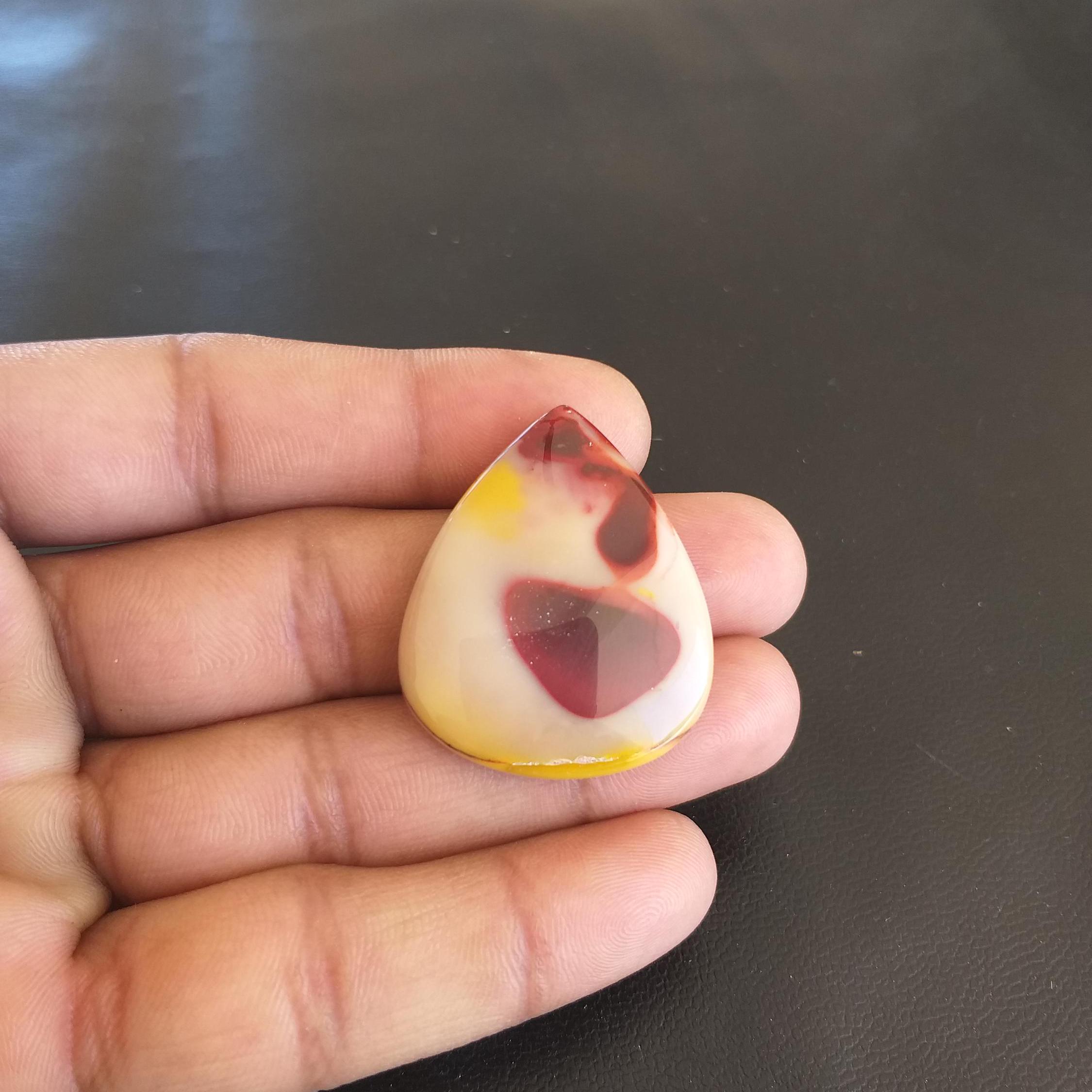 Pear Shape Mookaite Cabochon: 55 Carat Gemstone (37x30x7 Mm)