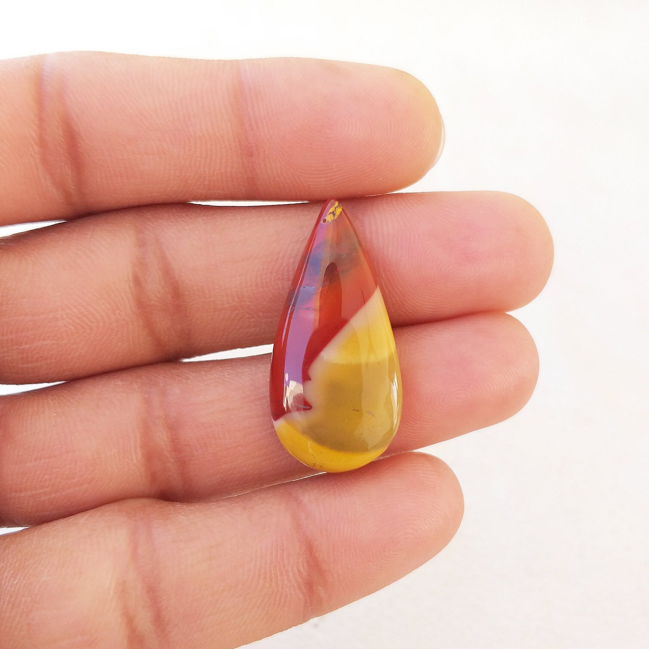 Pear Shape Mookaite Cabochon: Natural Gemstone Pendant (33x16x5 Mm