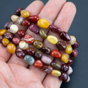 Mookaite Gemstone Bracelet Bracelet Stretchy String Oval Bracelet Natural Gemstone Bracelets - Gemstone Nugget Bracelets Handmade Jewelry