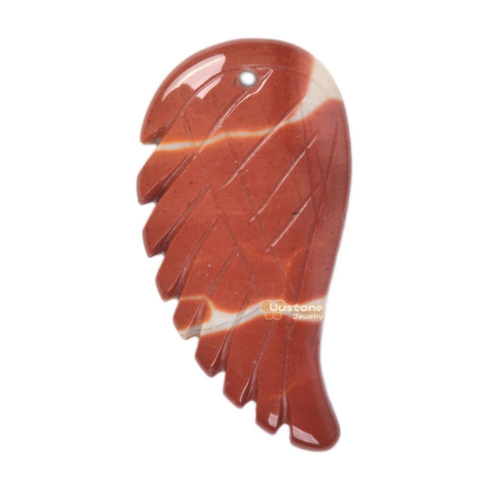 30mm Carved Mookaite Jasper Gemstone Angel Wing Earrings Bead (both Sides Carved)