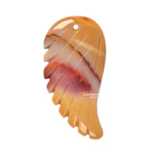 30mm Carved Yellow mookaite jasper gemstone angel wing earrings bead (both sides carved) 30mm Carved Yellow mookaite jasper gemstone angel wing earrings bead (both sides carved)