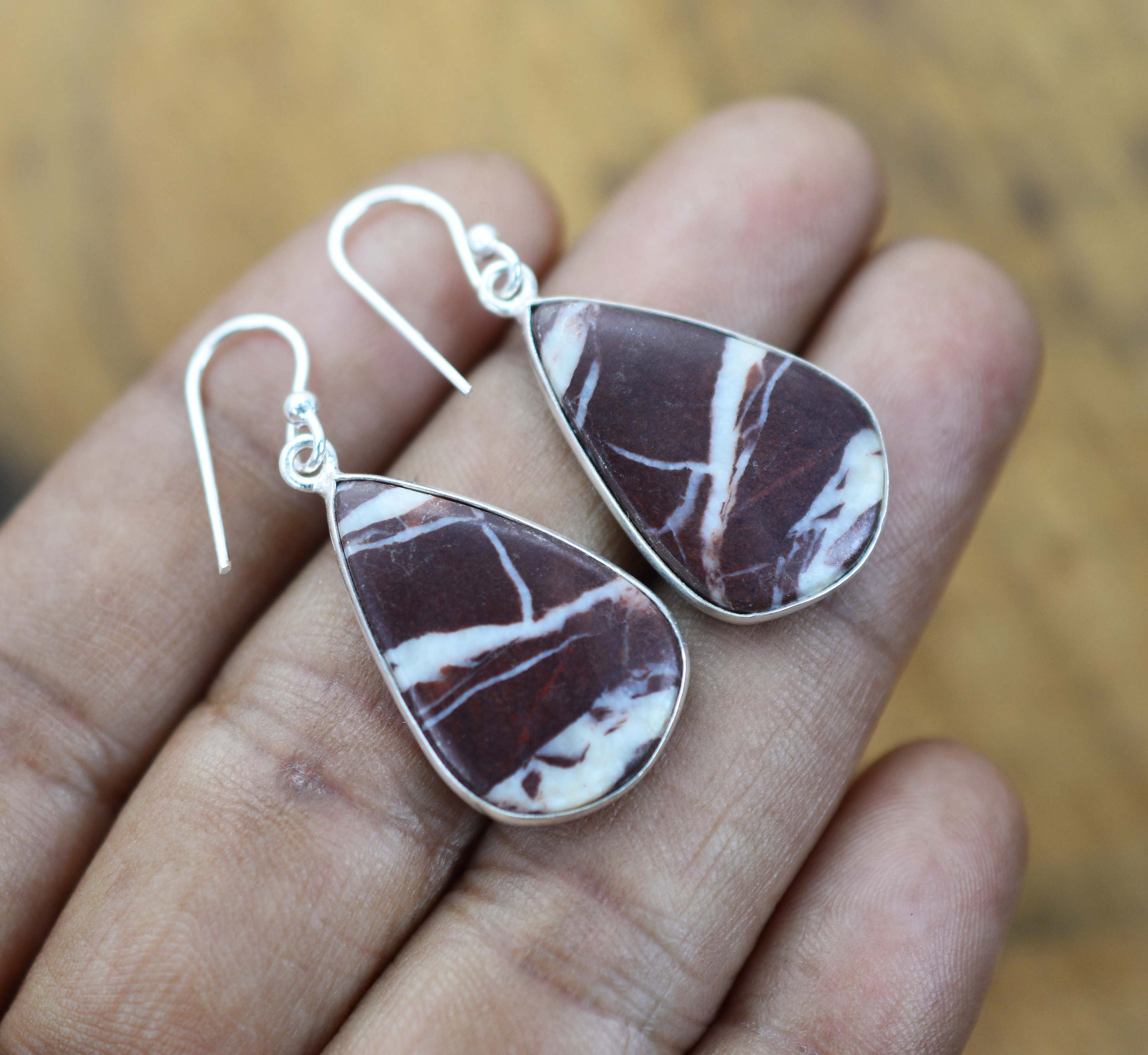 Mookaite Jasper 925 Sterling Silver Gemstone Jewelry Hook Earring ~ Gift Earring
