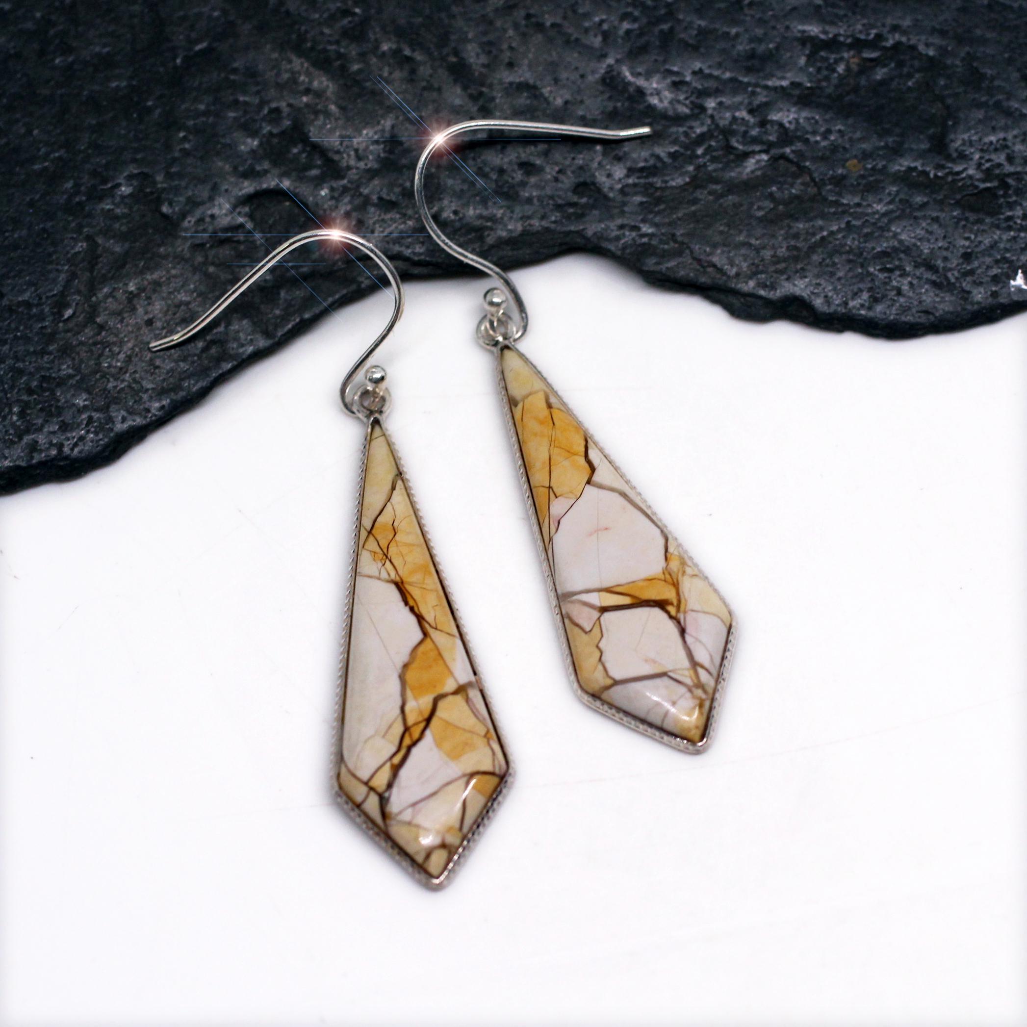 Abstract Desert - Beautiful Brecciated Mookaite Sterling Silver Earrings
