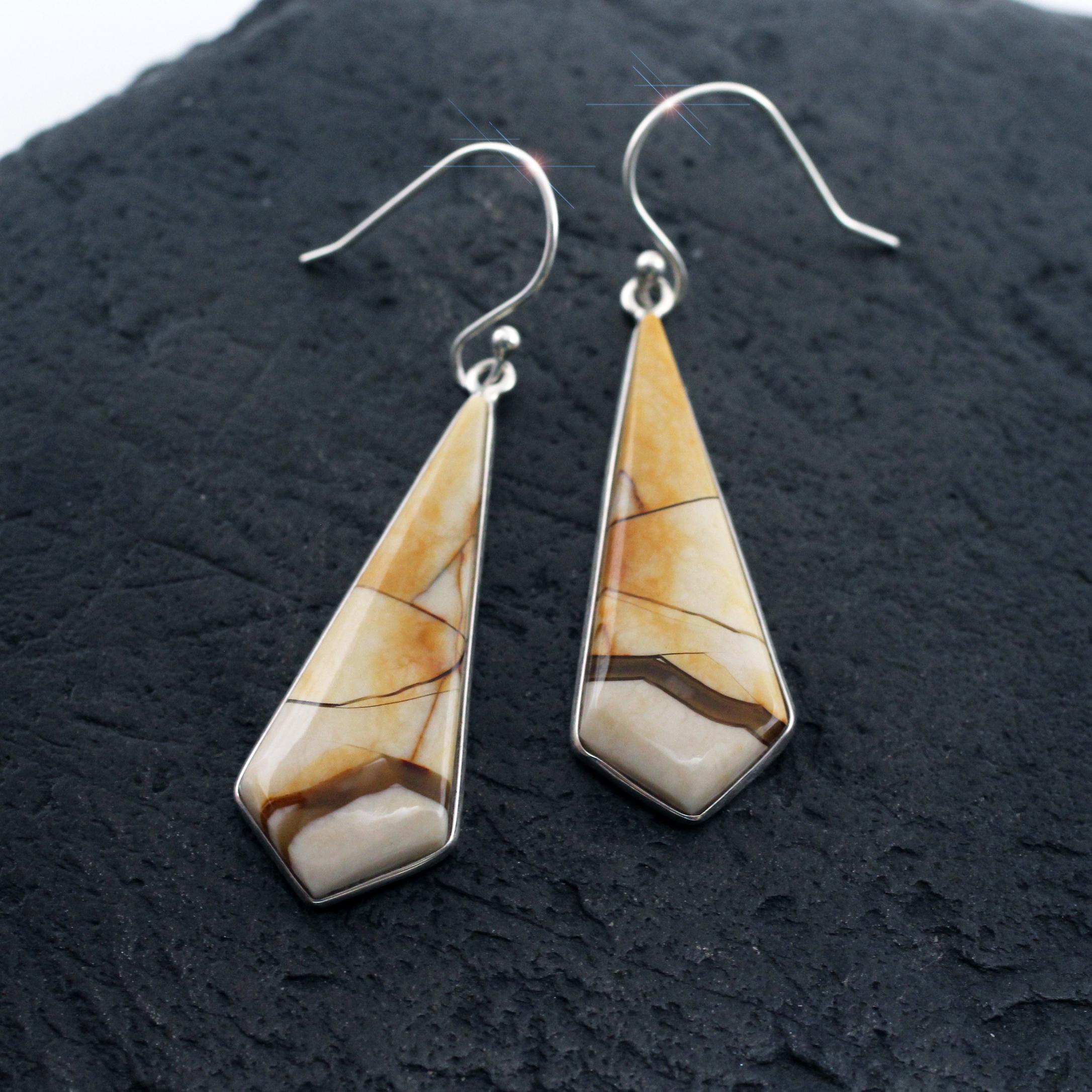 Abstract Desert - Beautiful Brecciated Mookaite Sterling Silver Earrings