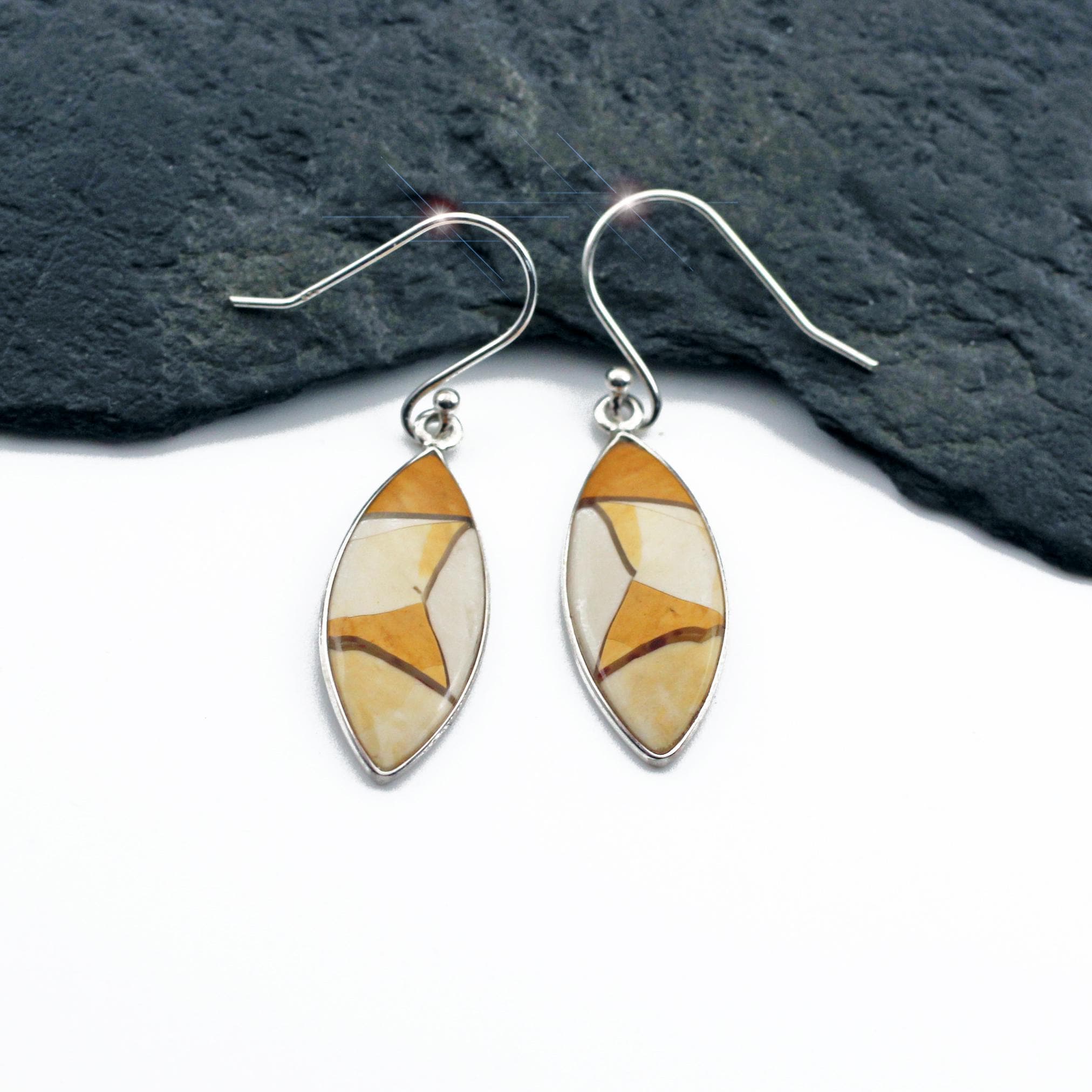 Abstract Desert - Beautiful Brecciated Mookaite Sterling Silver Earrings