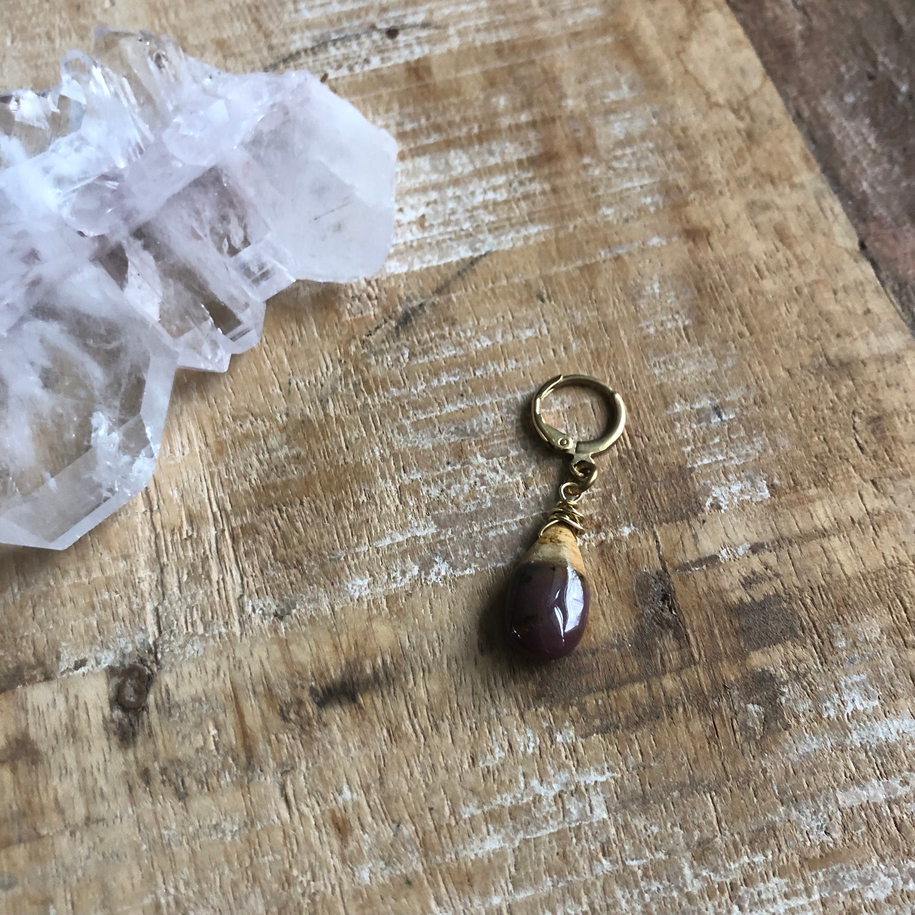 Mookaite Jasper And Brass Earring Single Mix And Match Earrings