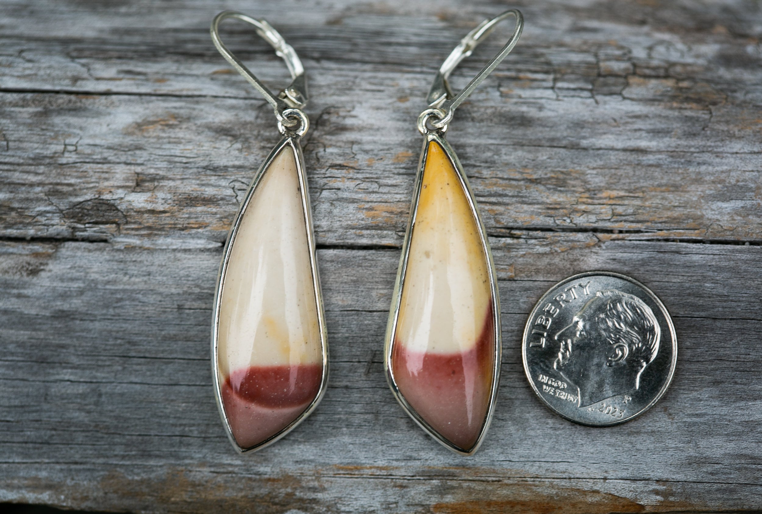 Mookaite Jasper Dangle Earrings - 925 Sterling Silver, 49mm