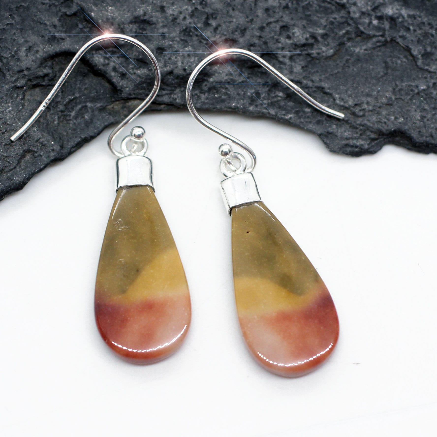 Desert Sunset - Beautiful Natural Mookaite Sterling Silver Earrings