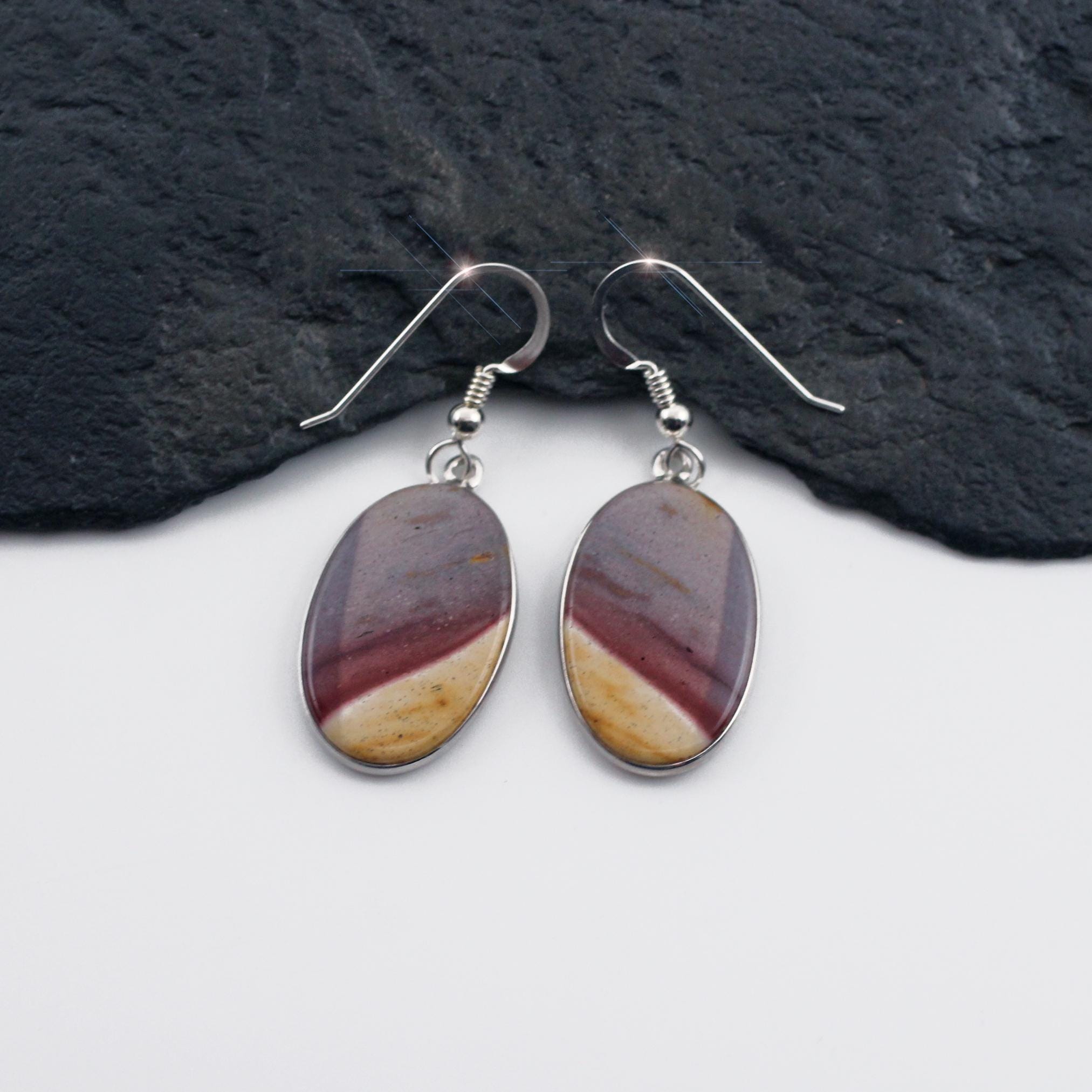 Desert Sunset - Beautiful Natural Mookaite Sterling Silver Earrings